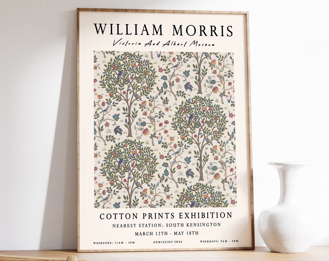 William Morris Cotton Pattern V and A Museum Exhibition Art Poster