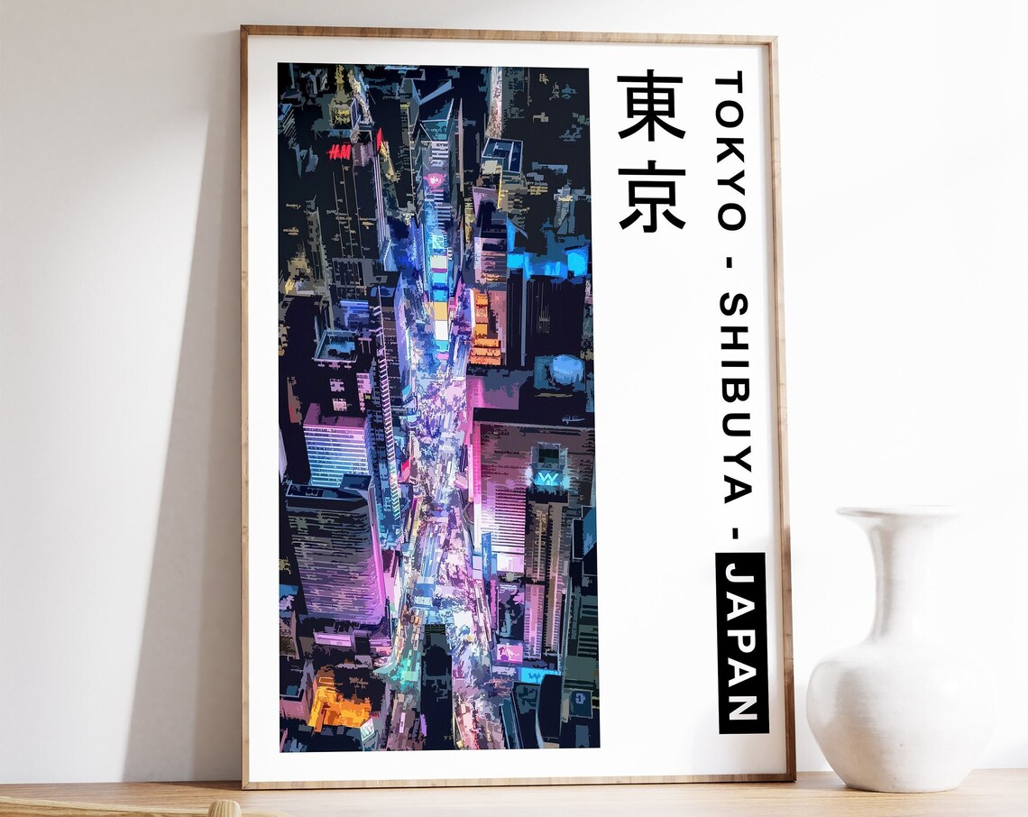Tokyo Japan Cyberpunk Travel Poster, Neon City