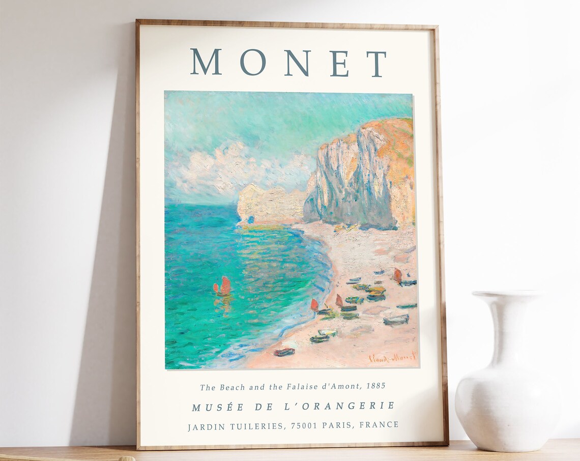 Claude Monet The Beach And The Falaise Travel Poster