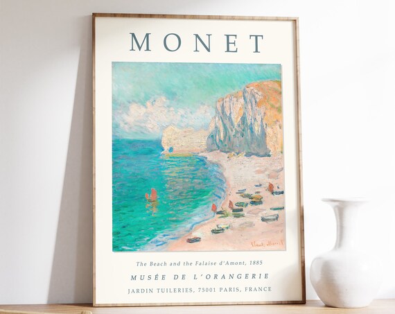 Claude Monet The Beach And The Falaise Travel Poster