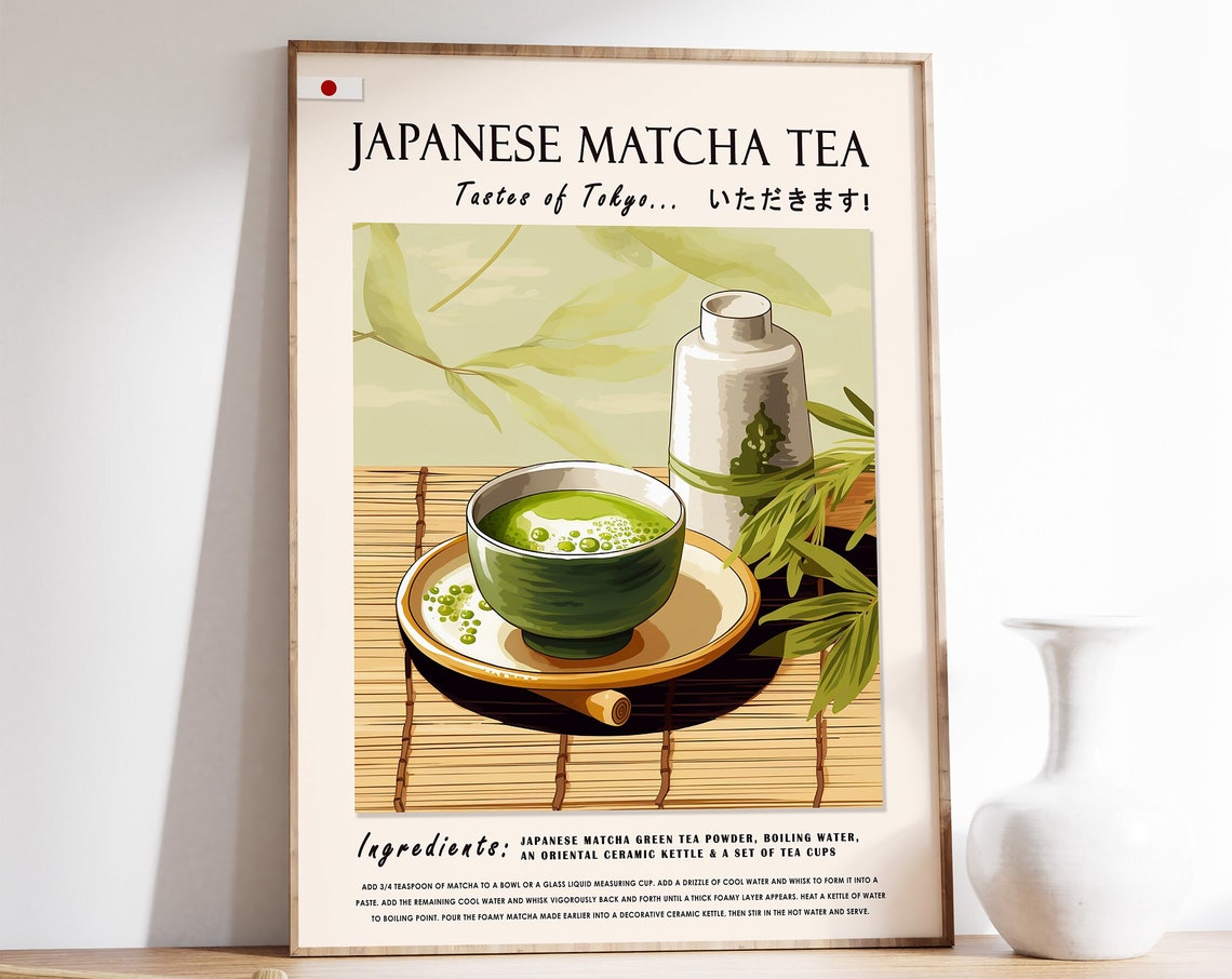 Japanese Matcha Tea Poster Asian Food Art Green Tea Japanese Print Asian Art Kitchen Poster Kitchen Decor Food Art Food Gift