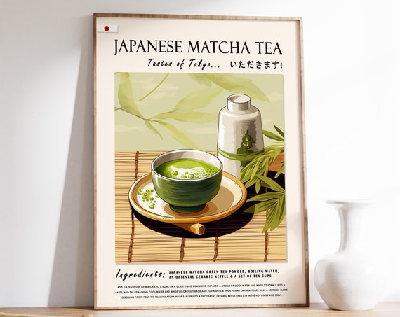 Japanese Matcha Tea Poster Asian Food Art Green Tea Japanese Print Asian Art Kitchen Poster Kitchen Decor Food Art Food Gift