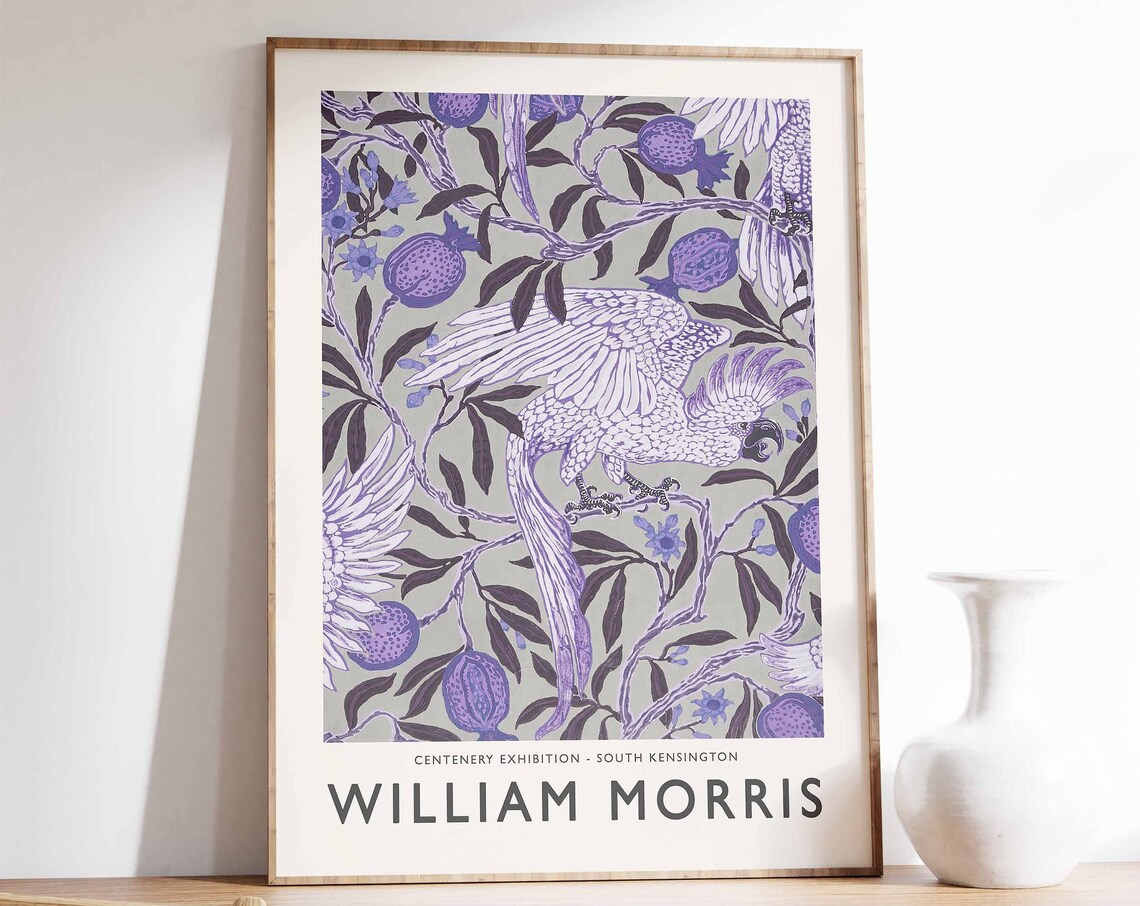 William Morris Purple Floral Art Print, Vintage Botanical