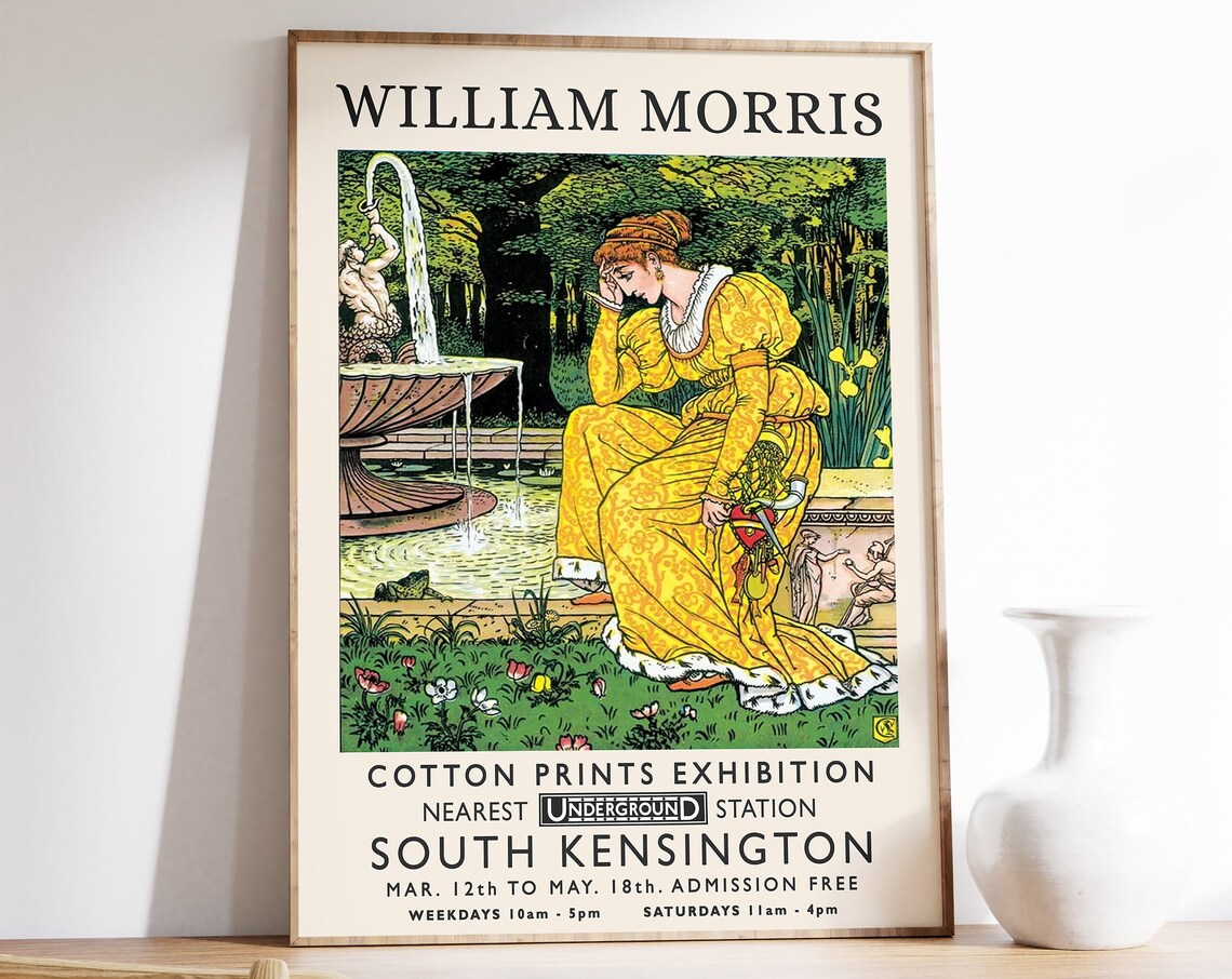 William Morris Cotton Prints Exhibition South Kensington Poster