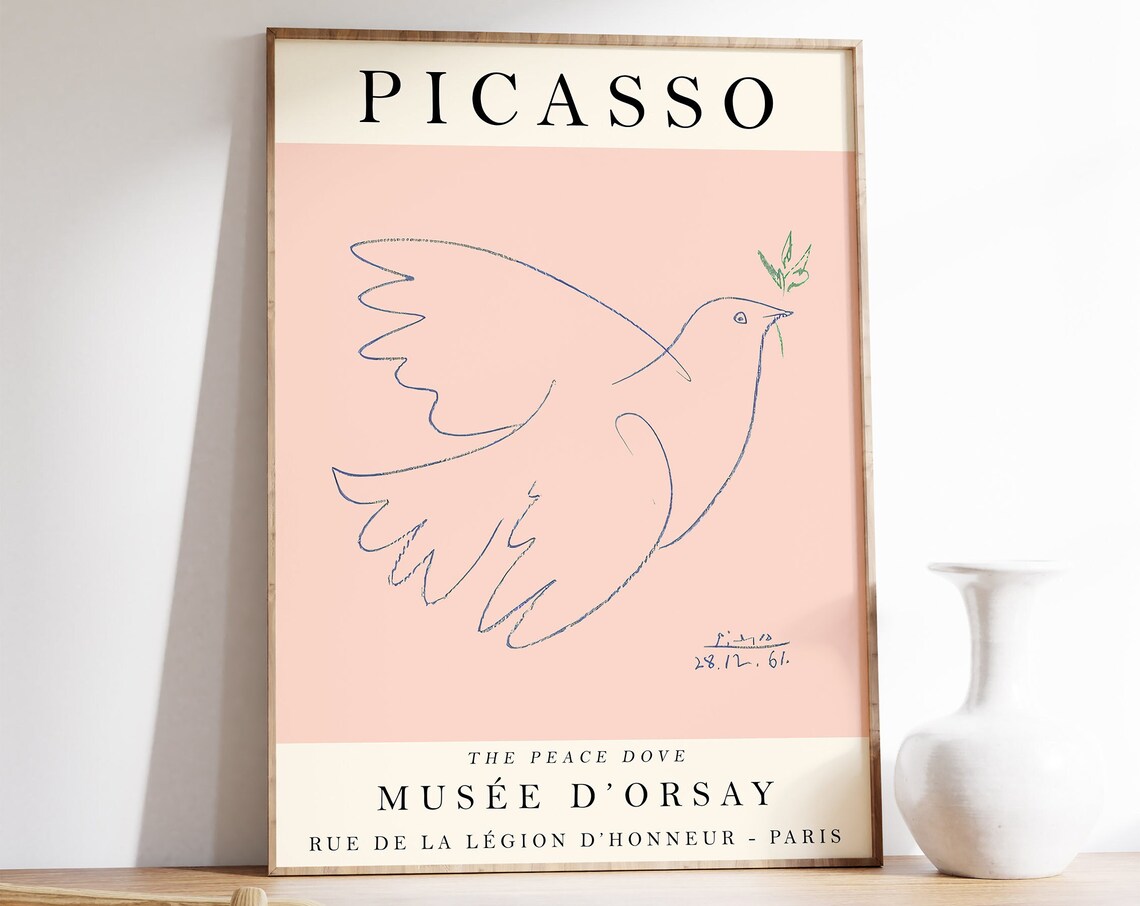 Picasso Pink Dove Vintage Minimalist Art Print