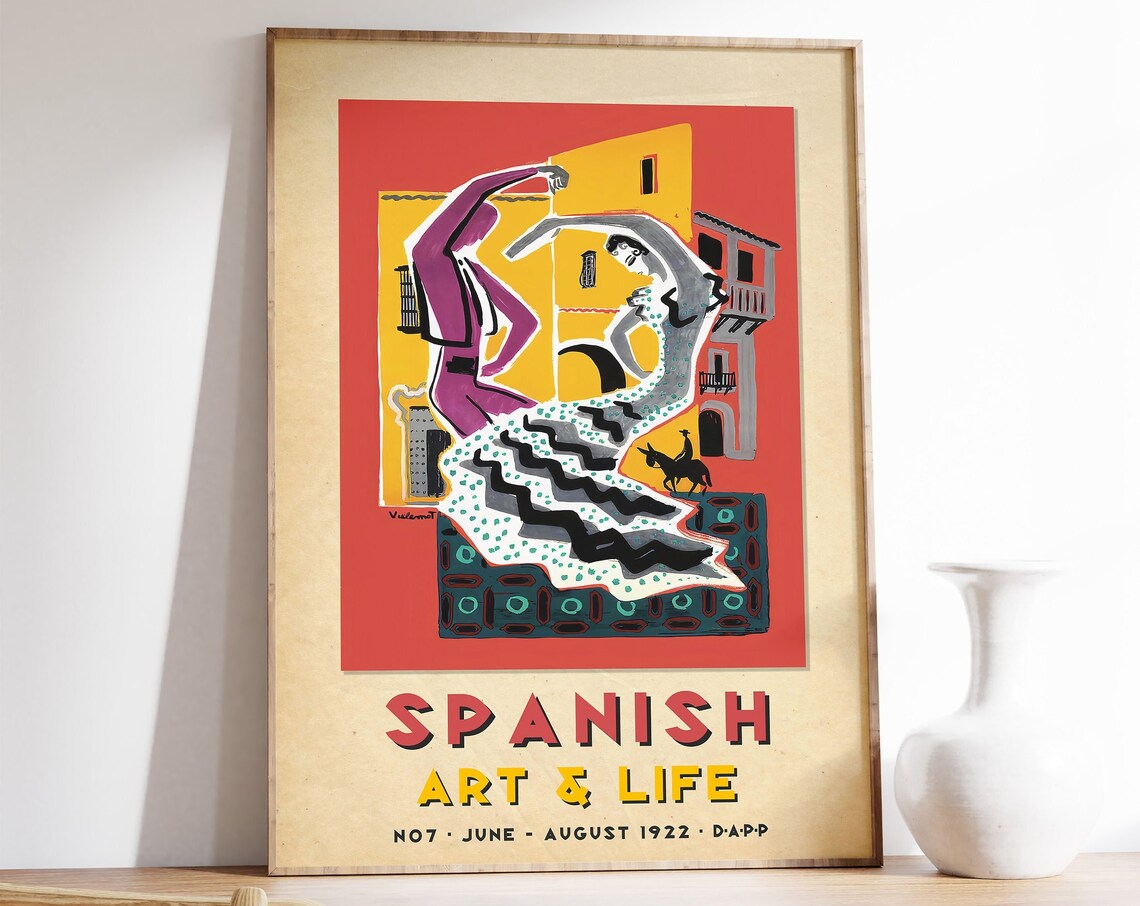 Spanish Exhibition Floral Vintage Travel Poster