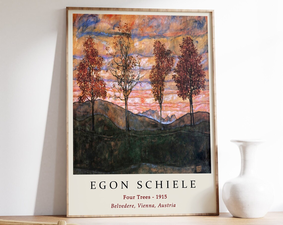 Egon Schiele Four Trees Nature Art Print