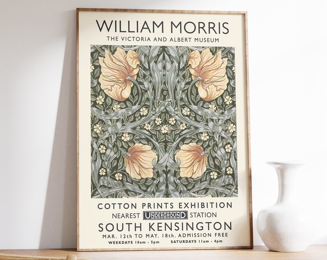 William Morris Exhibition Poster, Medway Pattern Vintage