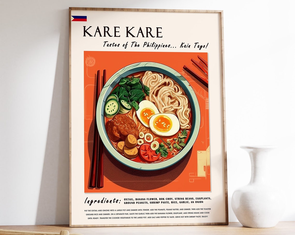 Kare Kare Filipino Food Poster Filipino Food Print Philippines Food Art Kitchen Decor Asian Poster Asian Decor Print Food Gift