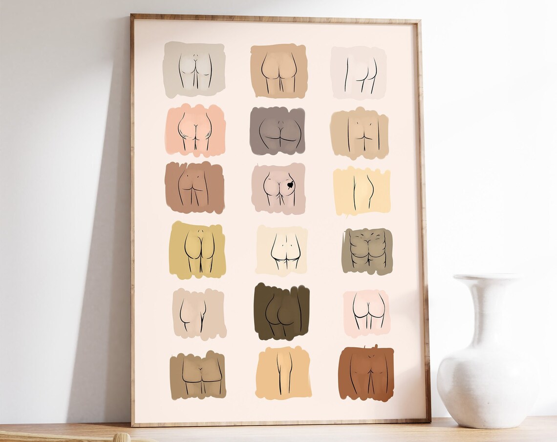 Female Bums Feminist Line Art, Body Positive Print