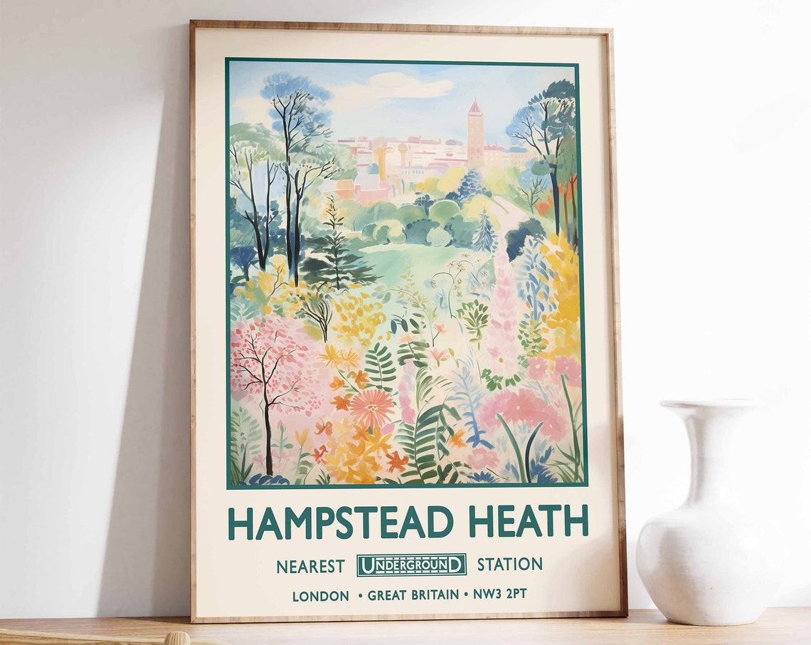 Hampstead Heath London Gardens Blooming Underground Station Poster