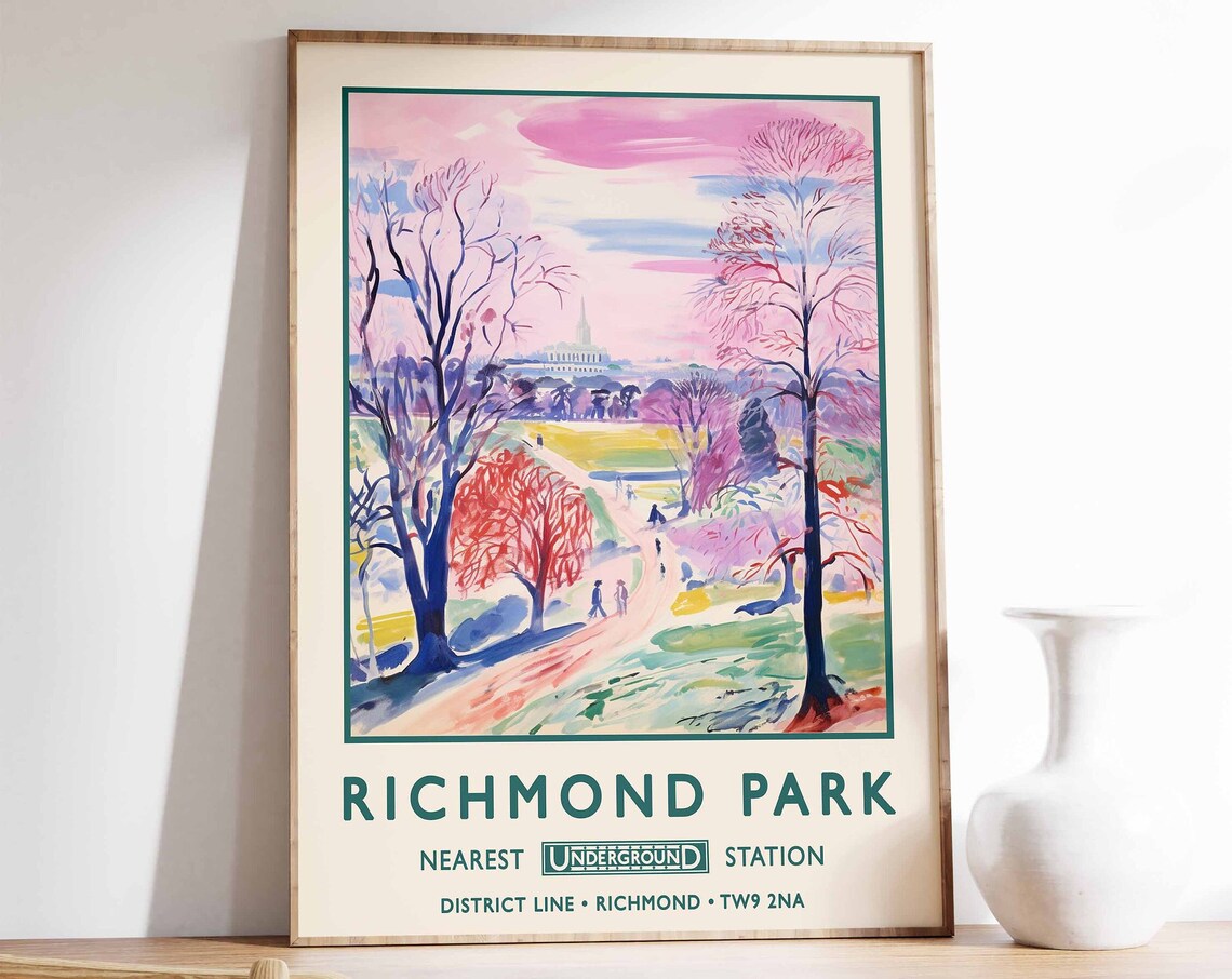 Richmond Park Vintage London Underground Station Travel Poster