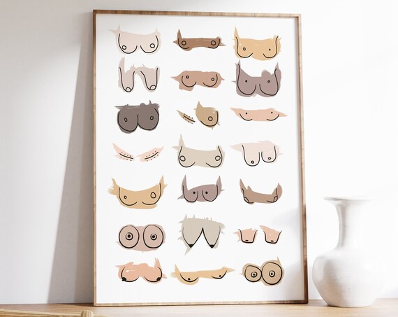Breast Diversity Body Positive Watercolor Feminist Art Wall Poster