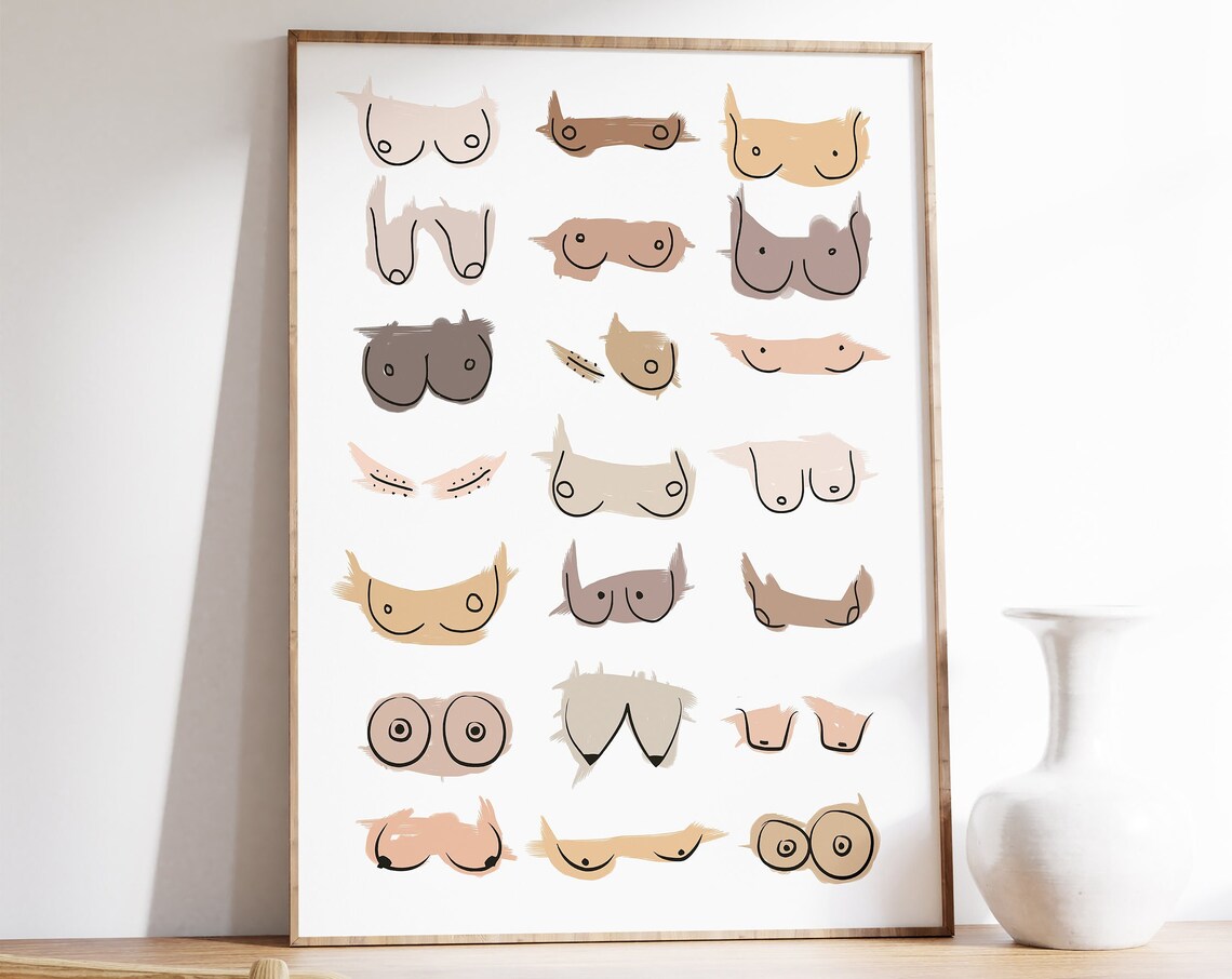Breast Diversity Body Positive Watercolor Feminist Art Wall Poster