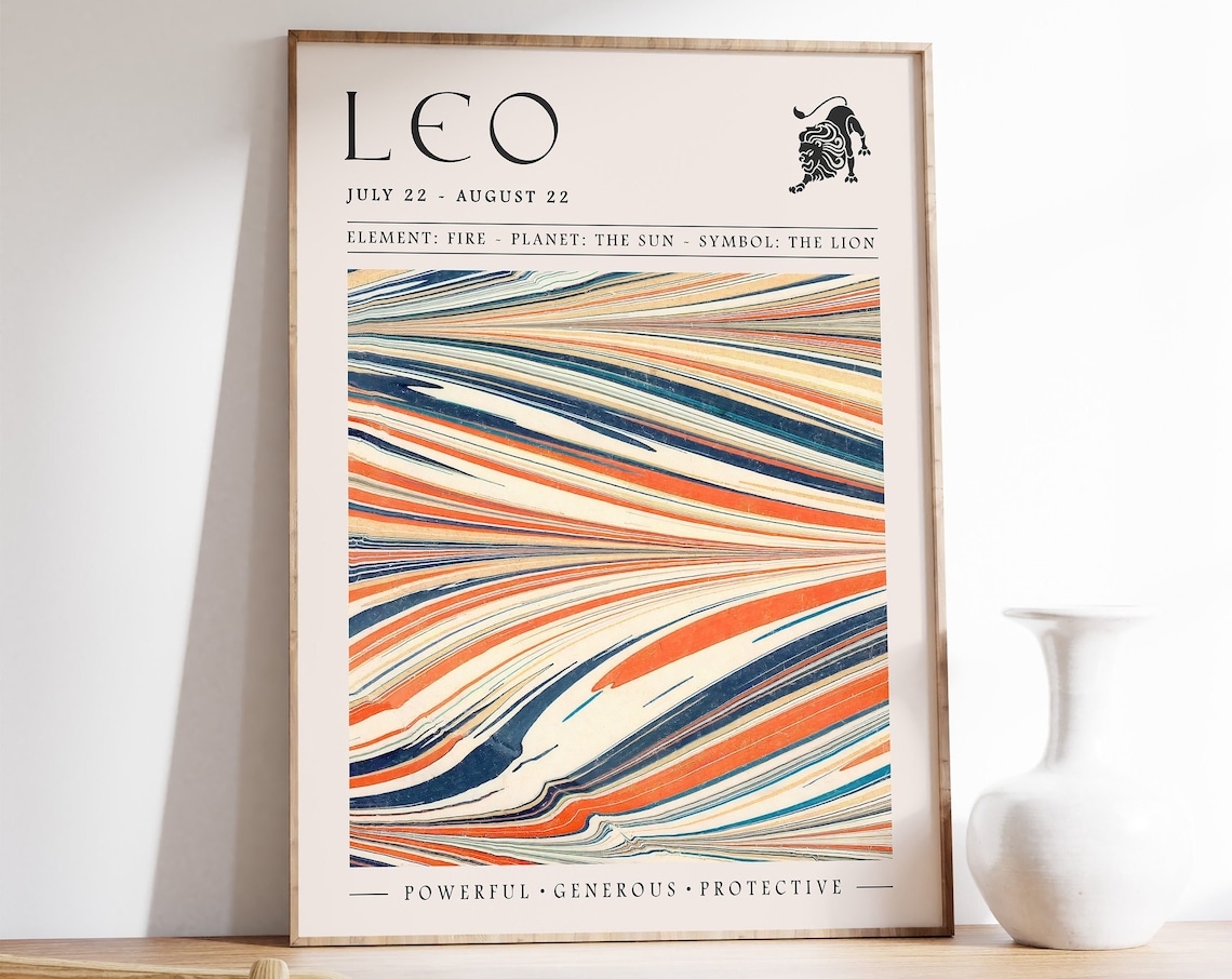 Leo Star Sign Poster, Boho Astrology Art Print