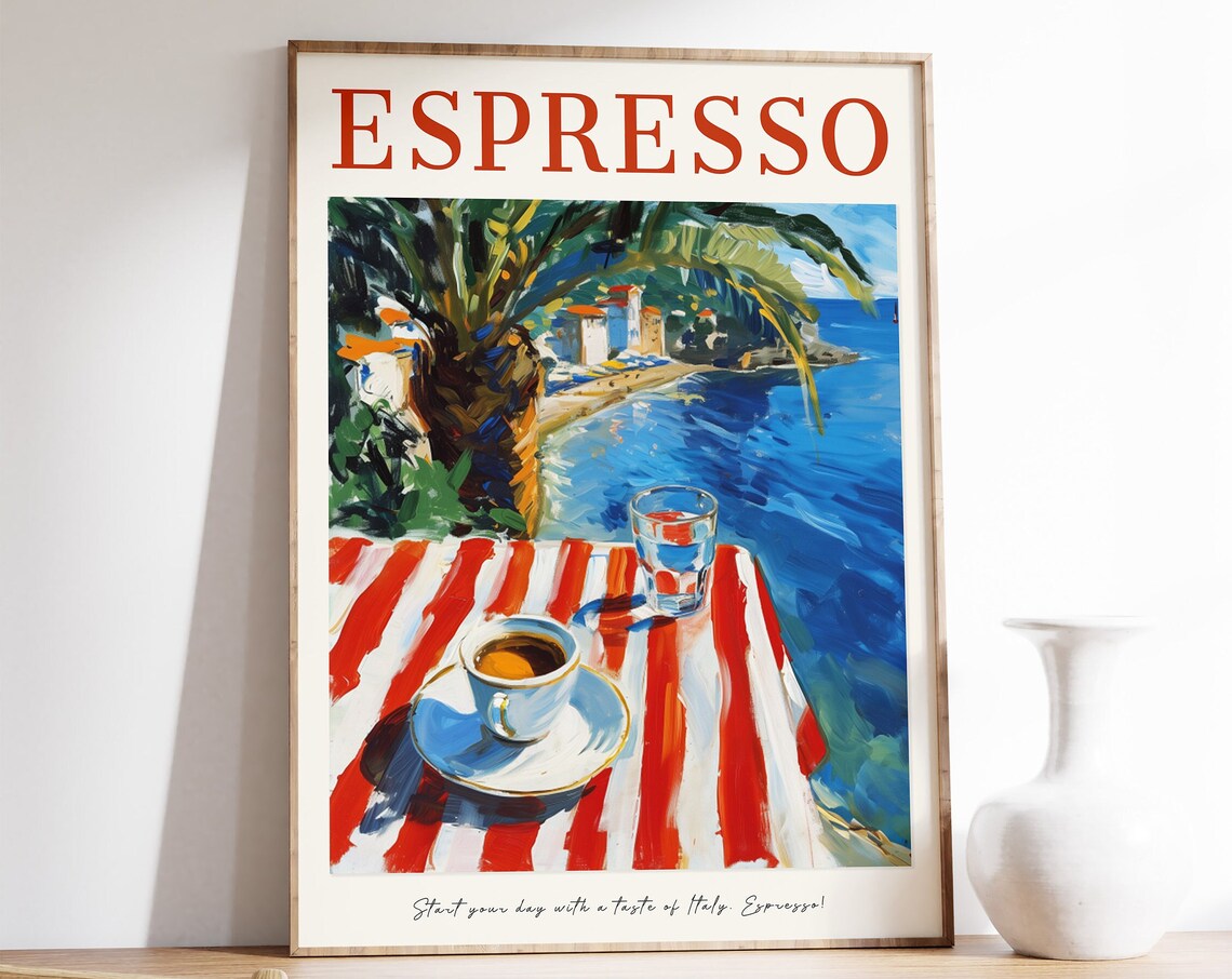 Italian Espresso Retro Coffee Poster, Kitchen Art Print