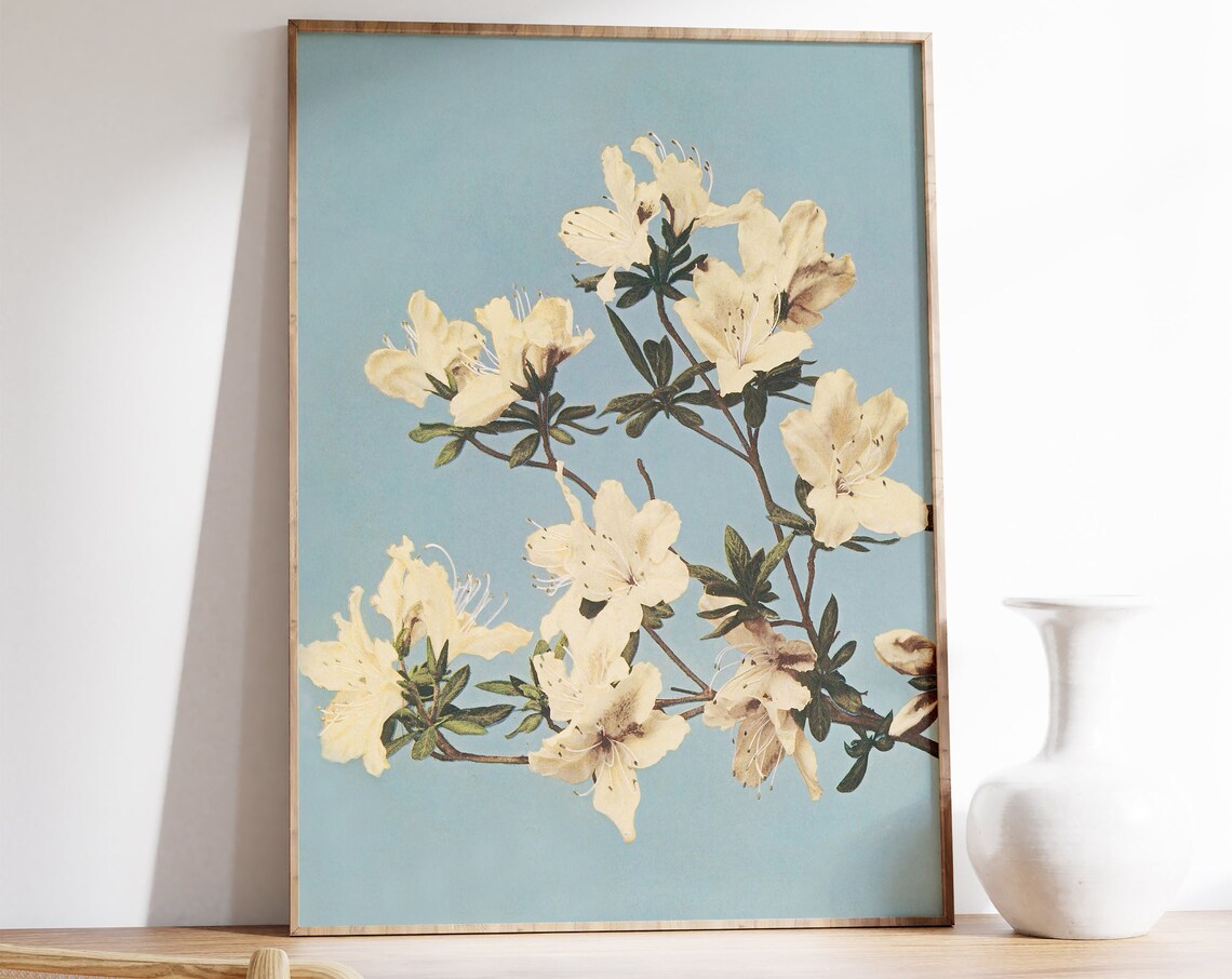 Japanese Azaleas Floral Art Print, Asian Decor