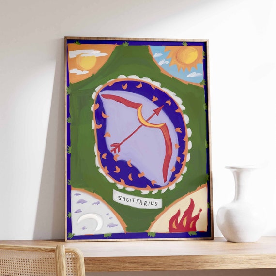 Sagittarius Poster Star Sign Poster Zodiac Print Birthday Gift Celestial Poster Astrology Art Boho Decor Bedroom Decor Spiritual Art