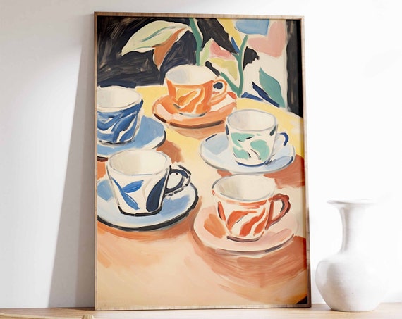 Coffee Print Vintage Coffee Poster Cafe Print Restaraunt Wall Art Kitchen Decor Food Illustration Art Food Poster Cafe Poster Decor