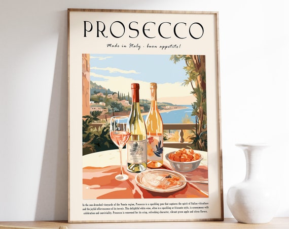 Italian Prosecco Cocktail Poster, Kitchen Decor Print