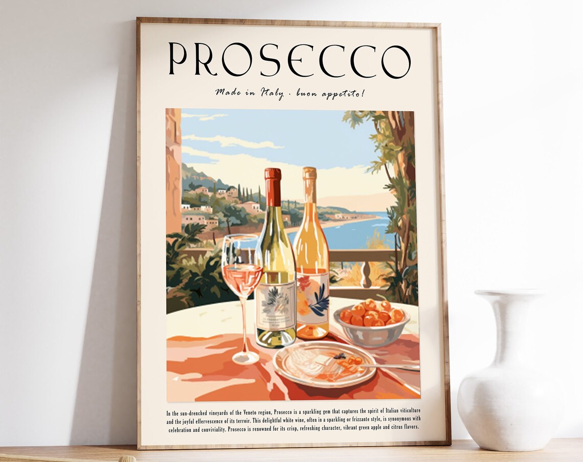 Italian Prosecco Cocktail Poster, Kitchen Decor Print