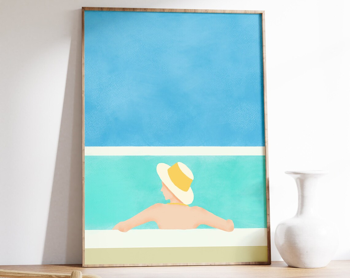 Swimming Pool Art Print, Summer Pool Wall Art