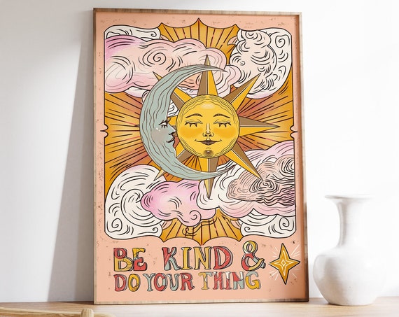 Psychedelic 70s Astrology Art Print, Pop Art Decor