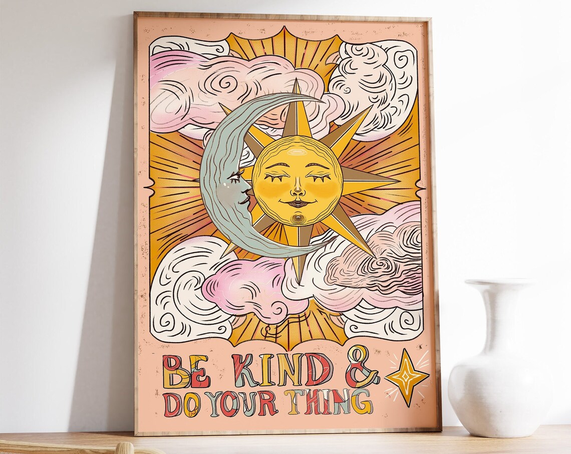Psychedelic 70s Astrology Art Print, Pop Art Decor