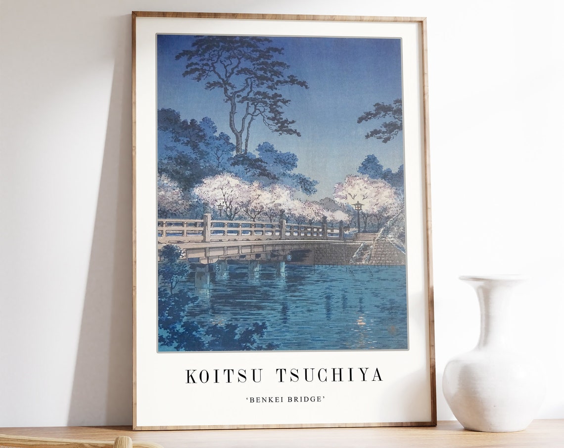 Koitsu Tsuchiya Benkei Bridge Night Japanese Woodblock Art Poster