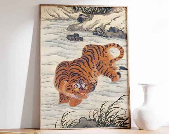 Vintage Japanese Tiger Print Jungle Poster Katsushika Hokusai Art Animal Art Animal Print Tiger Poster Animal Gift Wildlife Art