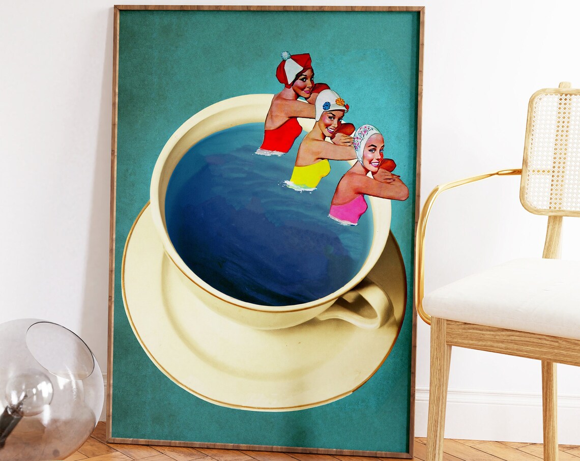 Swimming Pool Futurist Cyberpunk Art Poster - Image 3