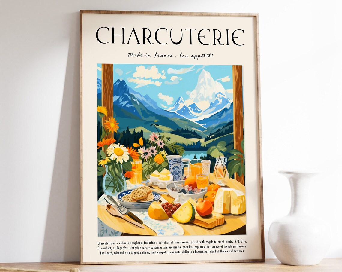 French Cheese Vintage Food Poster, Kitchen Decor