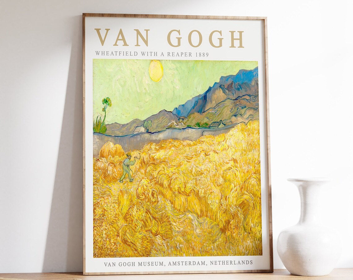 Wheatfield With A Reaper, Van Gogh Art Print