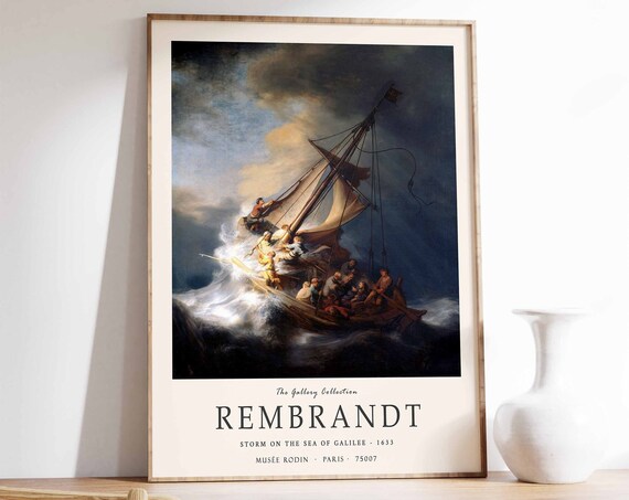 Rembrandt Poster Storm On The Sea Of Galilee Rembrandt Print Expressionist Art Vintage Classical Home Decor Floral Wall Art Floral Art
