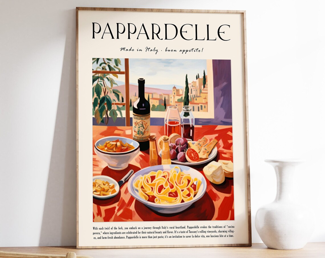 Pappardelle Made in Italy Tuscan Table Vintage Food Art Poster