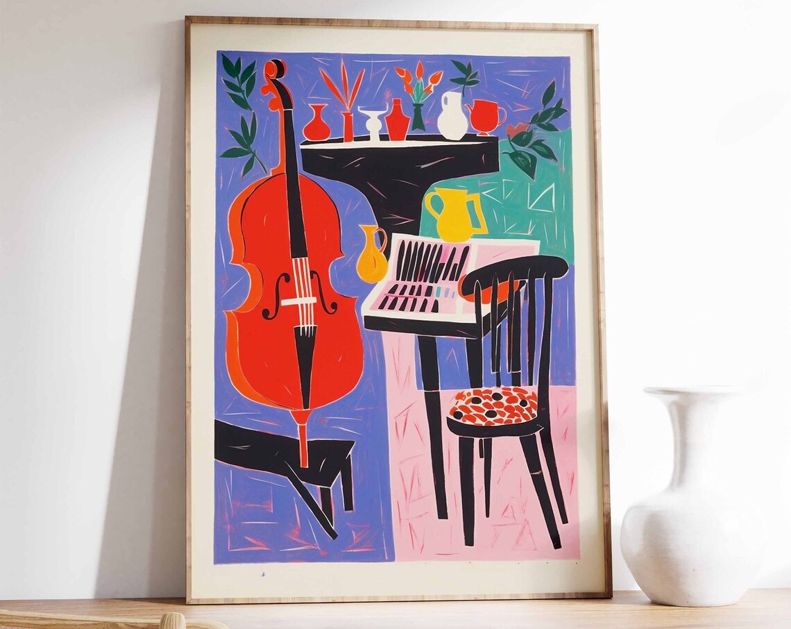 Jazz Music Retro Poster, Musician Gift Illustration