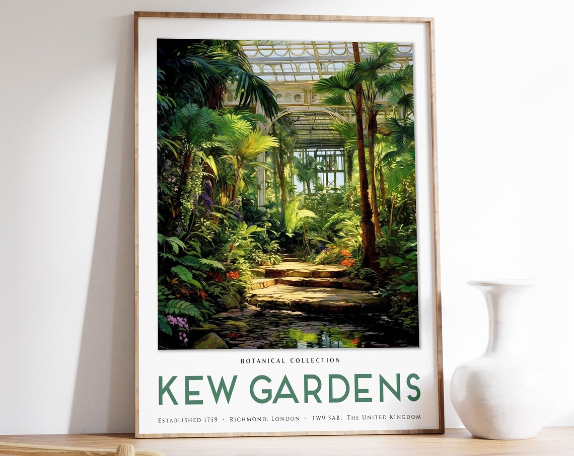 William Morris Kew Gardens London Vintage Travel Poster