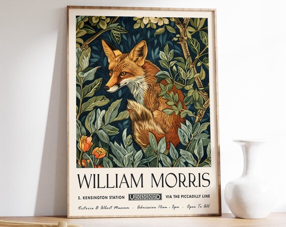 William Morris Exhibition Poster, Vintage Wall Art Print