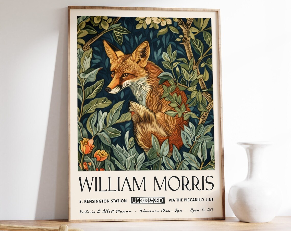 William Morris Exhibition Poster, Vintage Wall Art Print