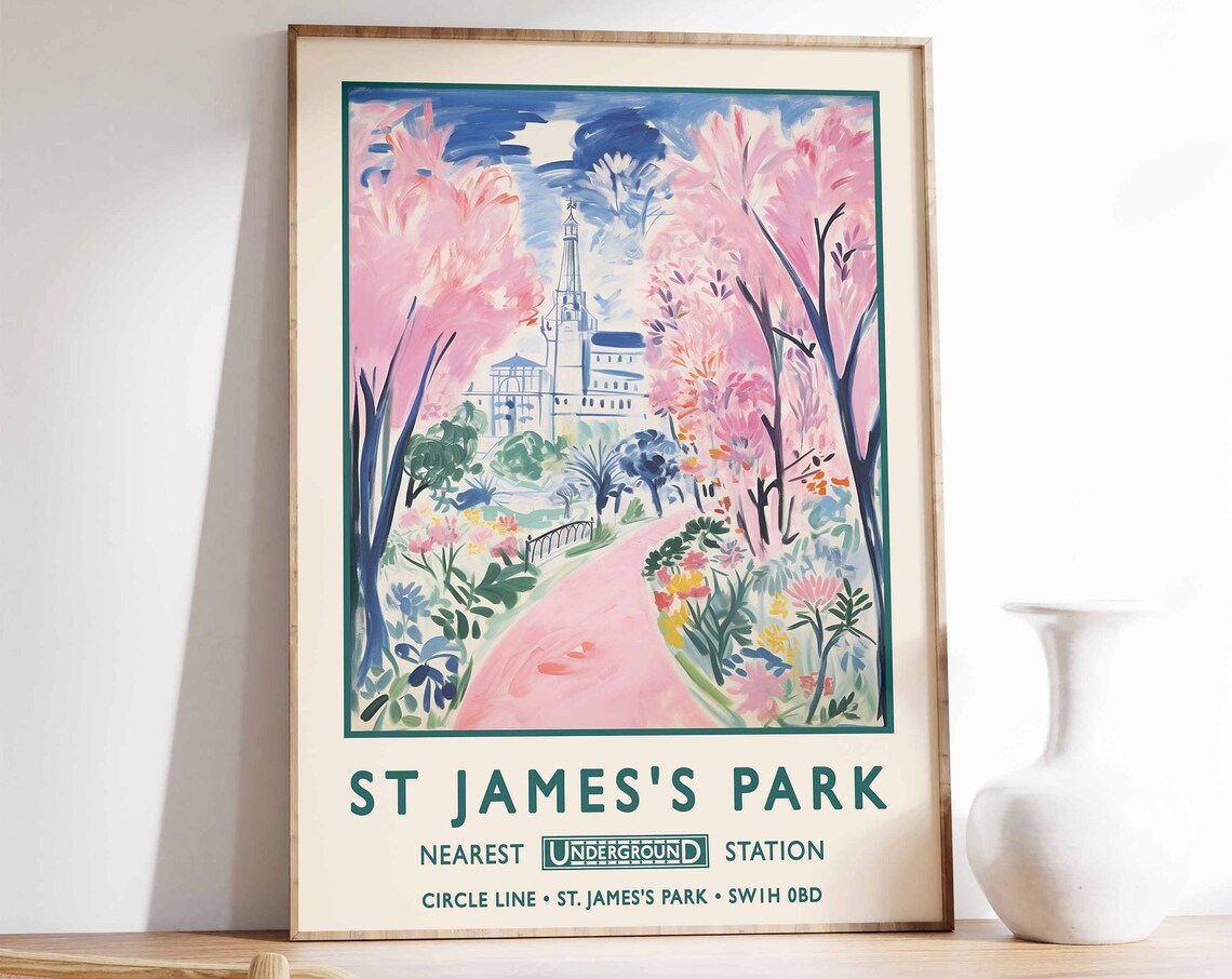 St James Park London Circle Line Nearest Station Vintage Poster