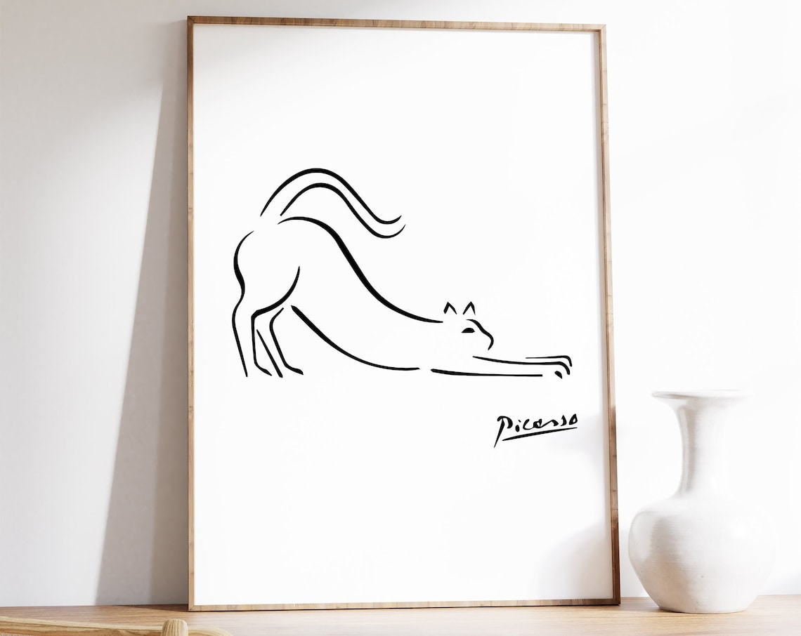 Picasso Line Art Cat Minimalist Art Print