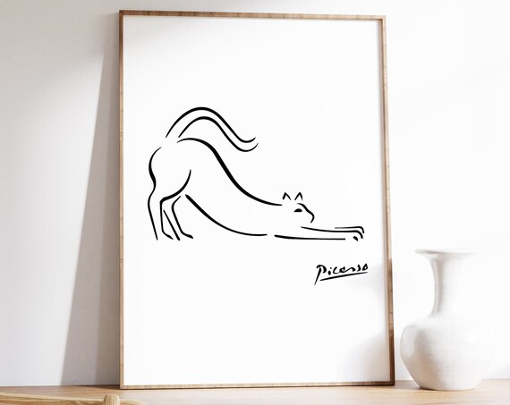 Picasso Line Art Cat Minimalist Art Print