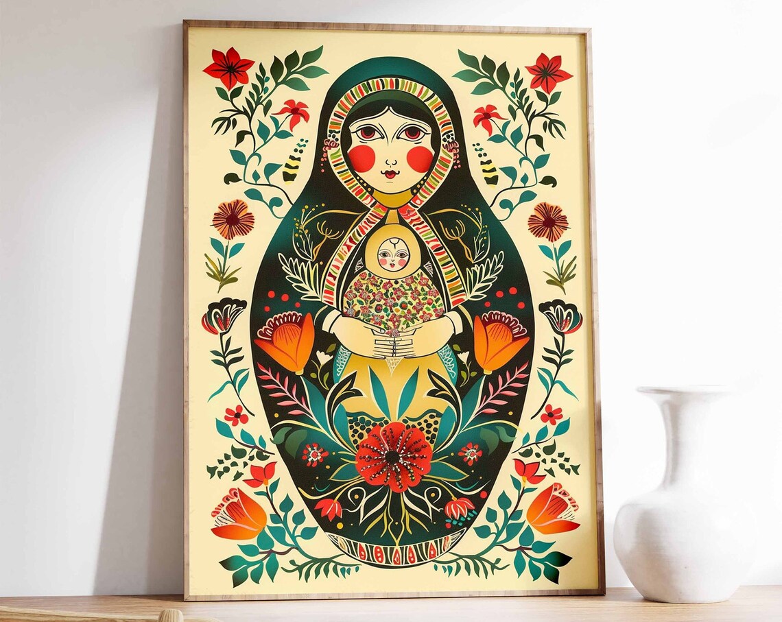 Matryoshka Doll Eastern European Folk Art Print