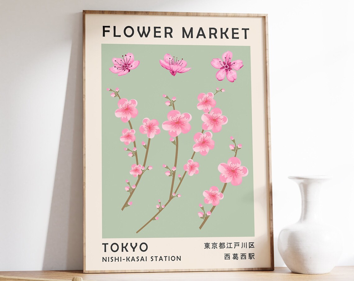 Flower Market Tokyo Japan Poster Flower Market Art Print Floral Wall Art Decor Garden Art Floral Art Gift A1a2a3a4