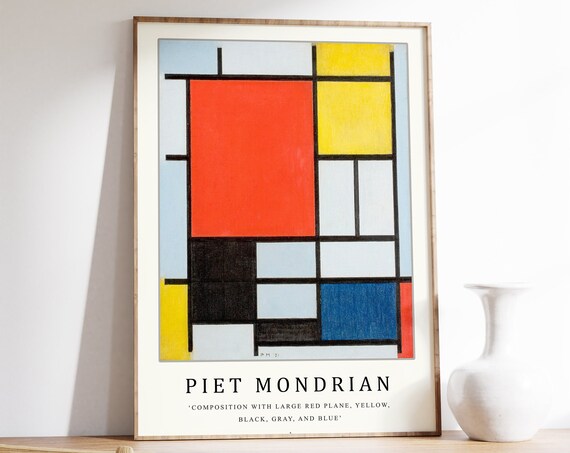Mondrian Composition With Large Red Plane Art Print