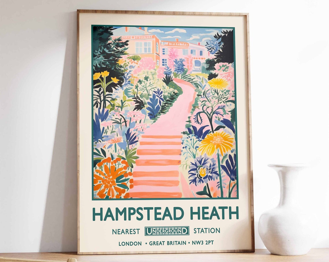 Hampstead Heath London Poster Underground Garden Path Floral