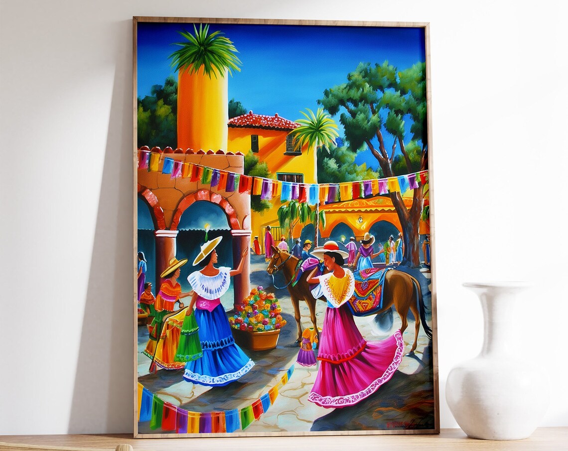 Mexican Culture Floral Vintage Art Print