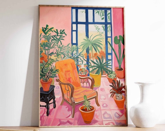 Colorful Mexican Cactus Room Potted Plant Boho Home Art Poster