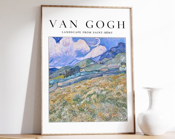 Van Gogh Landscape From Saint Remy Swirling Sky Wheat Field Art Poster