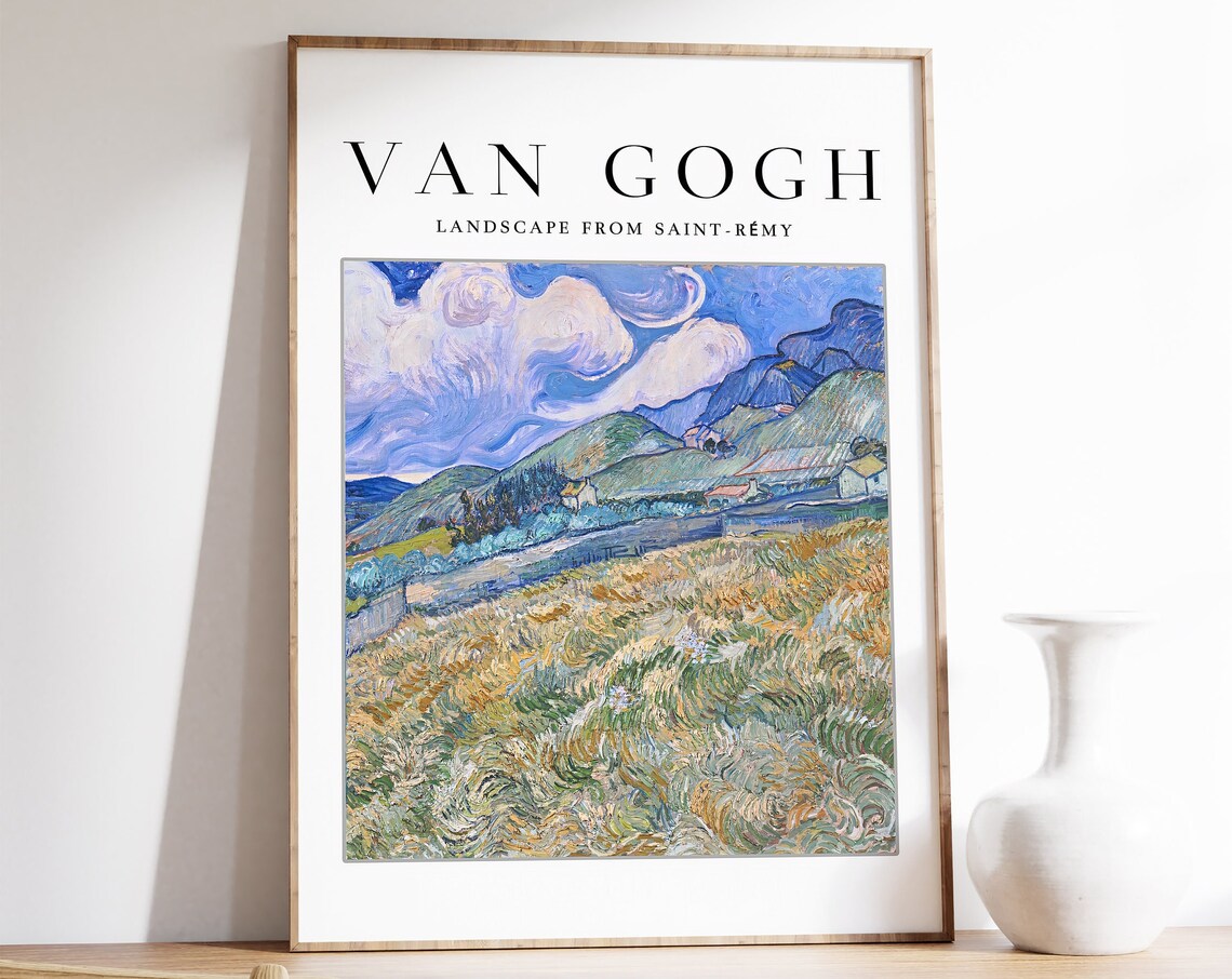 Van Gogh Landscape From Saint Remy Swirling Sky Wheat Field Art Poster